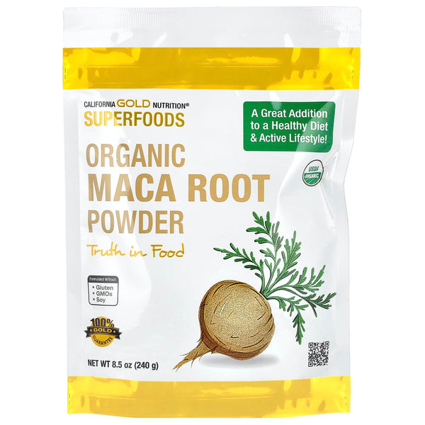 Organic Peruvian Maca Root Powder, USDA Organic, Certified by A Bee Organic, Non GMO, 8.5 oz (240 g) Pure Powder