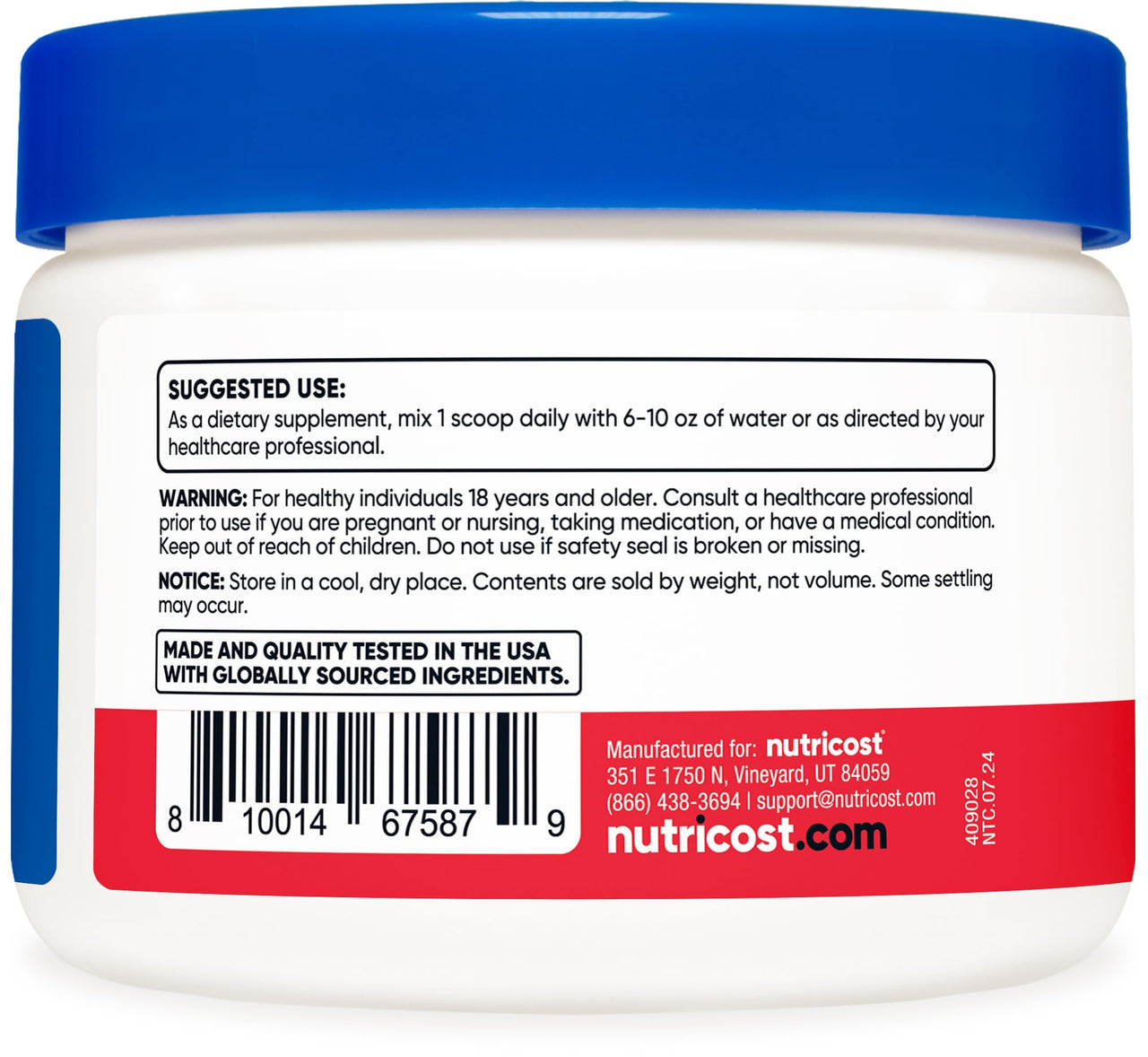 Nutricost Magnesium Glycinate Powder (Fruit Punch, 250 Grams)