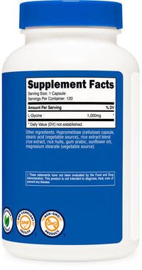 Thumbnail for Nutricost L-Glycine 1000mg, 120 Capsules, Vegetarian, Non-GMO and Gluten Free