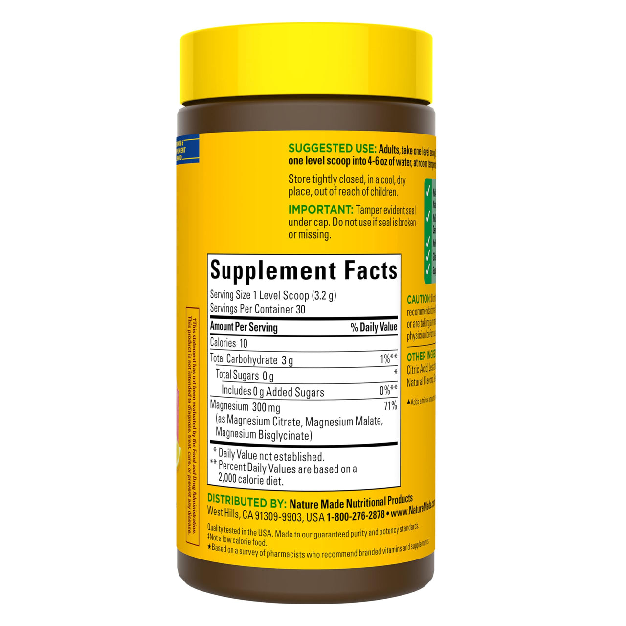 Nature Made High Absorption Magnesium Complex Drink Mix Powder, Magnesium Citrate, Glycinate & Malate 3-in-1 Blend, Pink Lemonade Flavor, 96 g, 30 Day Supply