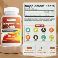 Thumbnail for Best Naturals Magnesium oxide 500 mg 180 tablets