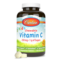 Thumbnail for Carlson - Kid's Chewable Vitamin C, 250 mg, 1 g of Sugars, Immune Support & Optimal Wellness, Antioxidant, Tangerine, 120 Vegetarian Tablets