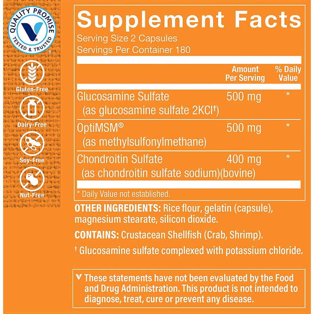 The Vitamin Shoppe Glucosamine Chondroitin MSM - Joint Health, Cartilage Support & Mobility (360 Capsules)