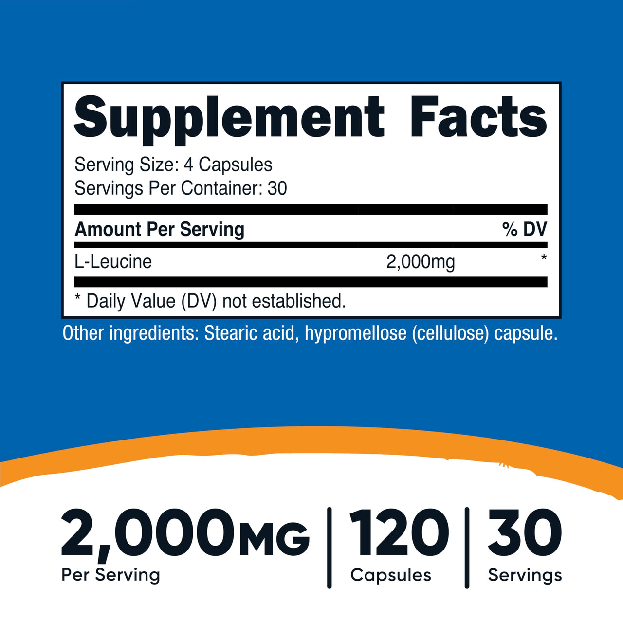 Nutricost L-Leucine 2,000mg, 120 Vegetarian Capsules, Non-GMO, Gluten Free, 30 Servings