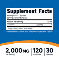 Thumbnail for Nutricost L-Leucine 2,000mg, 120 Vegetarian Capsules, Non-GMO, Gluten Free, 30 Servings