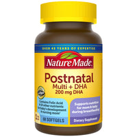 Thumbnail for Nature Made Postnatal Multivitamin + DHA 200 mg, Postnatal Vitamins for Women, Includes Iron, Vitamin D3, Calcium, Iodine & More for Breastfeeding Moms, 60 Softgels