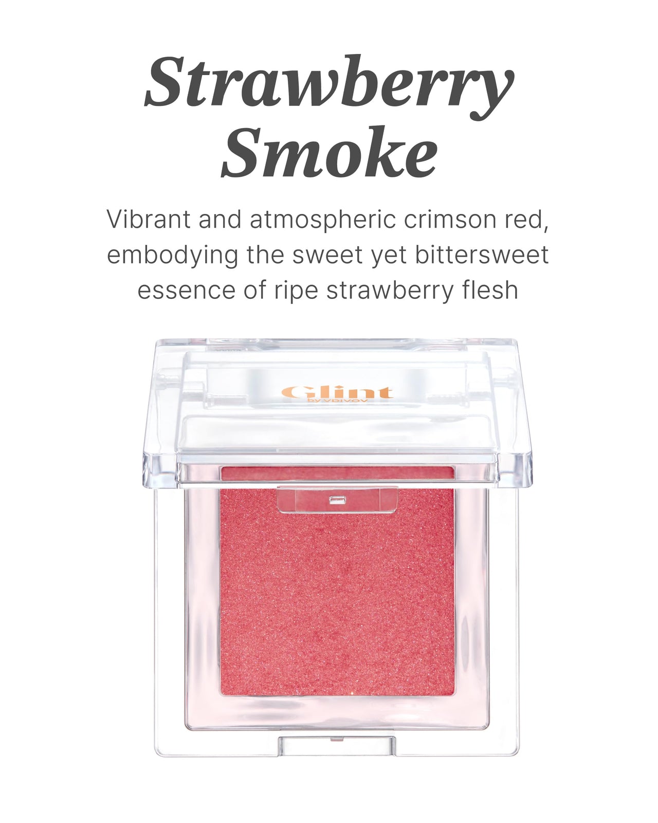 Glint Baked Blush (Strawberry Smoke, 0.08oz) - Long-Lasting, All-Day Face Blush Powder for a Natural Look. Korean Skin Care Makeup. Blendable Color for Eyes, Cheeks & Body.