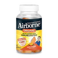 Thumbnail for Airborne Vitamin C 750mg (per Serving) Zesty Orange Flavored Gummies (42 Count in a Bottle), Gluten-Free Immune Support Supplement with Vitamins A C E, Selenium, Echinacea, Ginger, Antioxidant