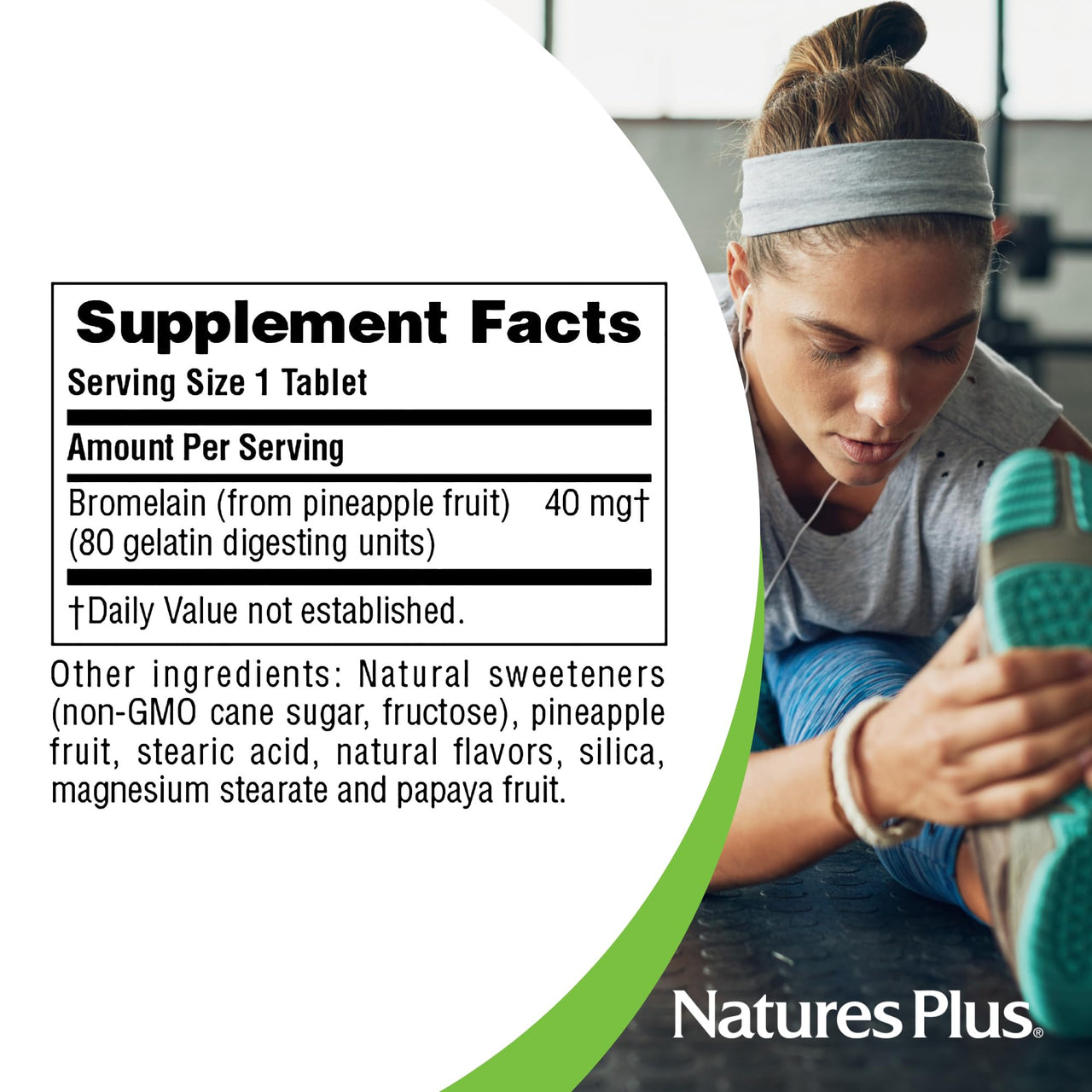 NaturesPlus Chewable Bromelain - 180 Tablets - Natural Proteolytic Enzyme Supplement - Supports Digestion, Joint & Muscle Health - Vegan, Gluten Free - 180 Servings
