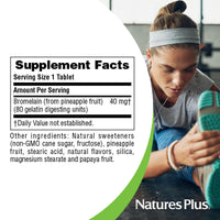 Thumbnail for NaturesPlus Chewable Bromelain - 180 Tablets - Natural Proteolytic Enzyme Supplement - Supports Digestion, Joint & Muscle Health - Vegan, Gluten Free - 180 Servings