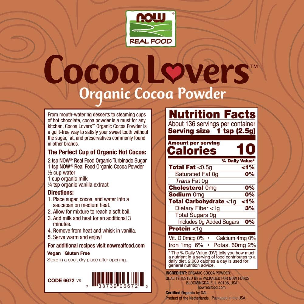 NOW Foods Organic Cocoa Powder - Unsweetened