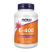 Thumbnail for NOW Foods Supplements, Vitamin E-400 IU, D-Alpha Tocopheryl, Antioxidant Protection*, 250 Softgels