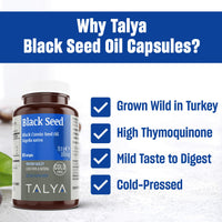Thumbnail for TALYA Black Seed Oil Softgel with High Thymoquinone - Immune Support - Digestive Health - Brain Function - Joint Mobility - Cold-Pressed - Non-GMO - Turkish Black Cumin Seed 90 Capsule