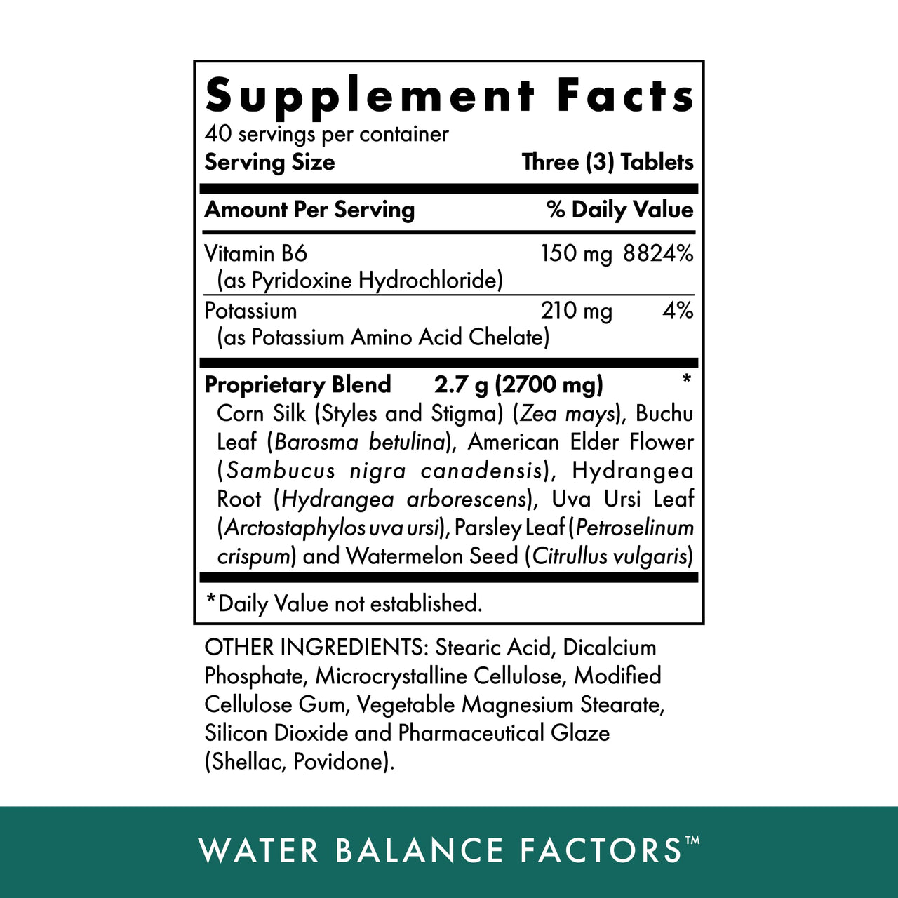 Michael's Health Naturopathic Programs Water Balance Factors - 120 Vegetarian Tablets - Helps Balance Fluid Levels - With Potassium & Vitamin B6 - Gluten Free, Kosher - 40 Servings