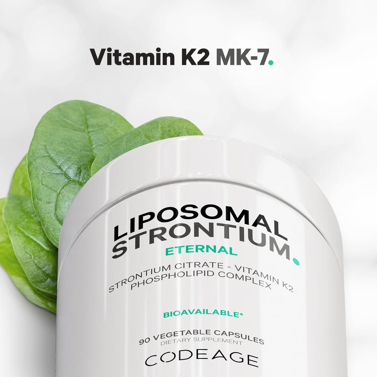 Codeage Liposomal Strontium Supplement - Strontium Citrate, Vitamin K2 MK-7, Liposomal Delivery, Non-GMO, Gluten-Free - 90 Capsules