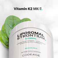 Thumbnail for Codeage Liposomal Strontium Supplement - Strontium Citrate, Vitamin K2 MK-7, Liposomal Delivery, Non-GMO, Gluten-Free - 90 Capsules