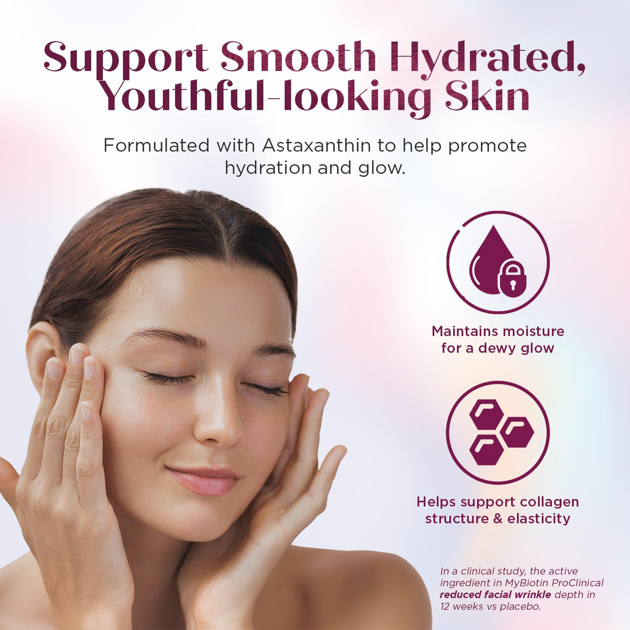Purity Products MyBiotin ProClinical – Thicker Hair Starting in 3 Weeks & Fights Wrinkles - MB40X Patented Biotin Vitamin B7 Matrix w/Astaxanthin - 40X More Soluble vs Ordinary Biotin, 30 Veg Capsules