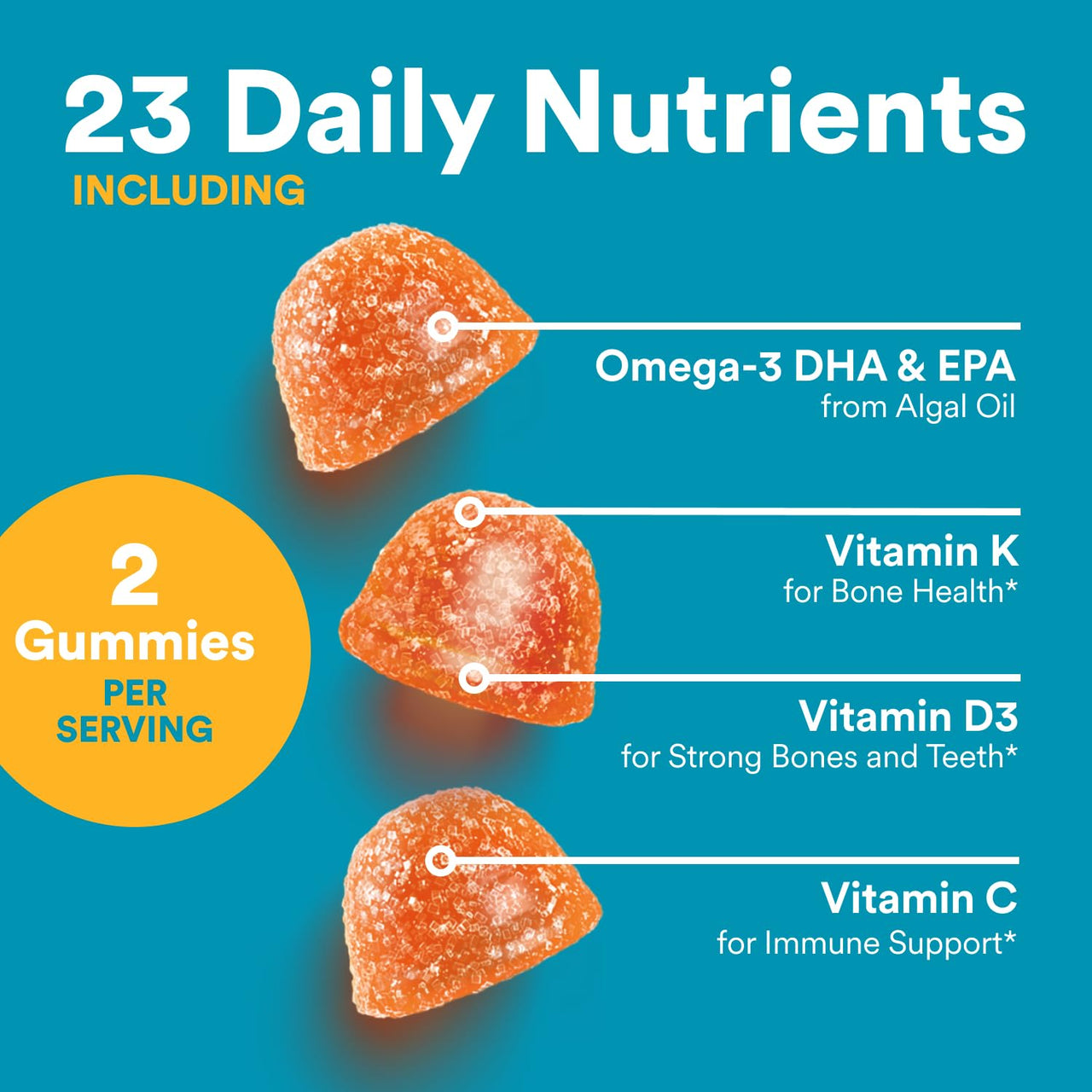 SmartyPants Teen Guy Multivitamin Gummies, Omega 3 (DHA/EPA), Vitamin D3, C, Vitamin B12, B6, A, K & Zinc, Folate, Gluten Free, Fruit Flavor, 60 Count (30 Day Supply)