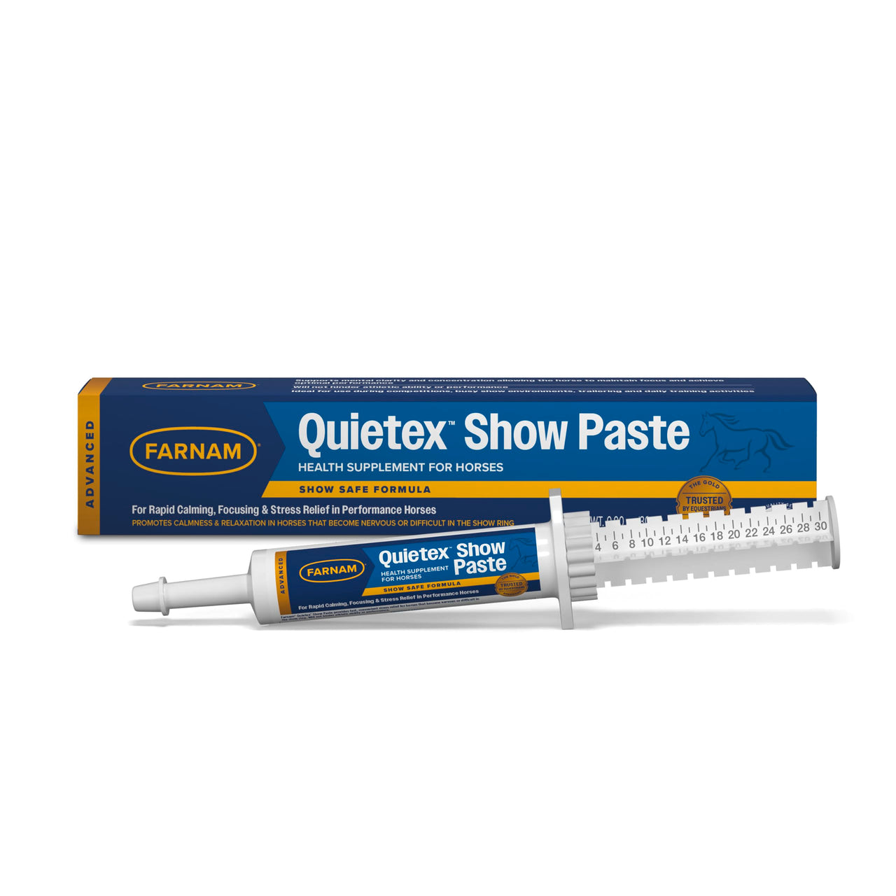 Farnam Quietex Show Calming & Focusing Paste for Horses, 30 cc Syringe, Show Safe Horse Calm Magnesium Supplement Paste, Help Manage Nervous Behavior, Focus, Keep Calm, Relaxed & Composed