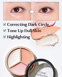 Thumbnail for THESAEM Cover Perfection Triple Pot Concealer - 05 Dark Up Beige for Dark Circles & Under-Eye - 3-Color Multi Concealer Palette with Volume & Brightening - Korean Makeup with Sweet Almond Oil