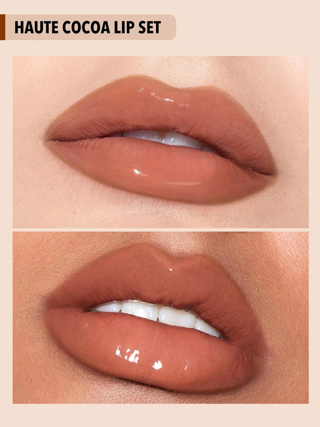 SHEGLAM Soft 90'S Glam 3-In-1 Lip Liner Moisturizing Plant Extracts Long Lasting Liquid Lipstick Plumping Lip Gloss Makeup Set - Haute Cocoa