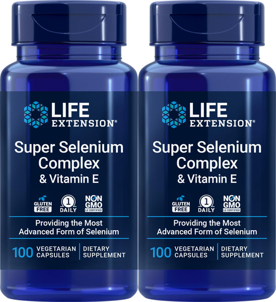 Life Extension Super Selenium Complex 200 mcg & Vitamin E, 100 Veg Caps (Pack of 2)