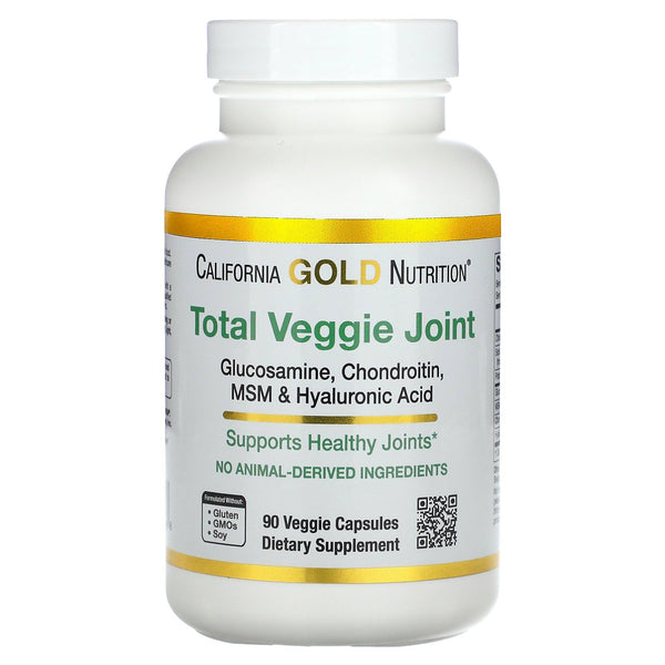 California Gold Nutrition Vegetarian Glucosamine, Chondroitin, Hyaluronic Acid, MSM, Total Veggie Joint & Bone Support Formula, Non GMO, No Soy, Gluten Free, 90 Veggie Capsules