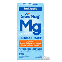 Thumbnail for SlowMag Muscle & Heart Magnesium Chloride Supplement with Calcium, 120 Count, Supports Muscle Relaxation, Heart, Nerve & Bone Health, High Absorption