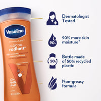 Thumbnail for Vaseline Cocoa Radiant 2-Pack – Intensive Care Moisturizing Hand and Body Lotion with Ultra-Hydrating Lipids, Pure Cocoa Butter, 10 Oz Ea