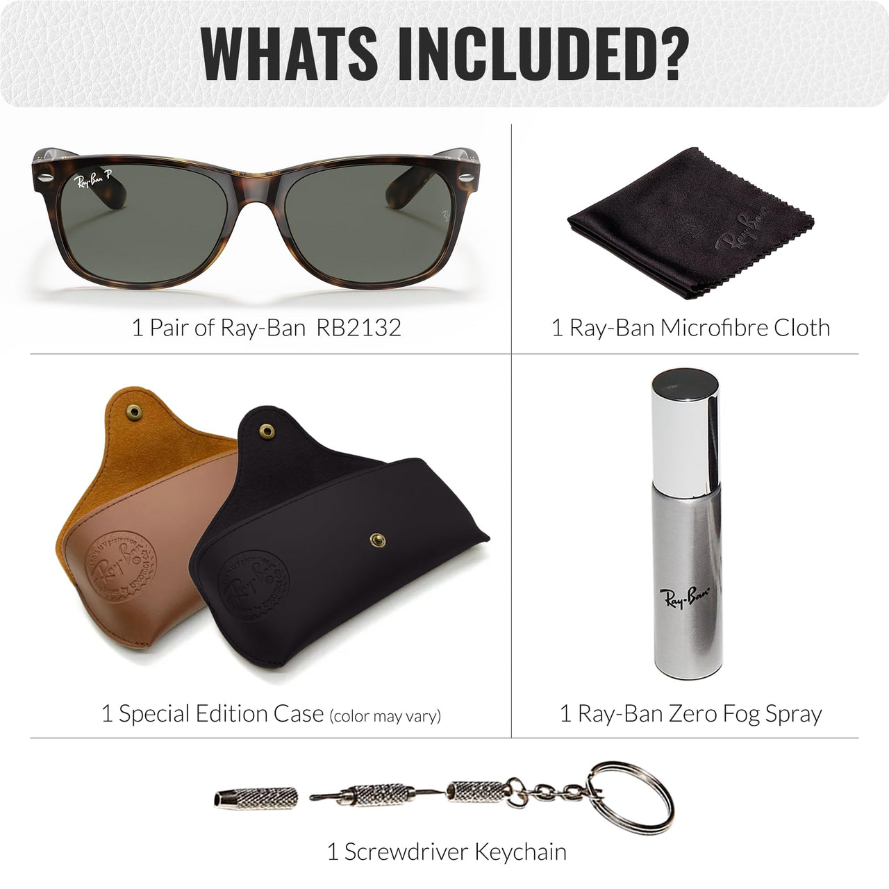 Ray-Ban RB2132 NEW WAYFARER CLASSIC POLARIZED Square Shaped Sunglasses for Men & Women – Includes Official Rayban Eyewear Kit – Ideal Formal & Casual Wear Sunglasses – G-15 Green Lens