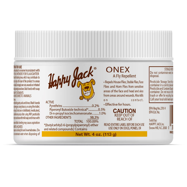 Happy Jack Onex Fly Repellent Ointment for Dogs & Horses, Targeted Wound Dressing that Repels & Kills Flies on Contact, Helps Protect Open Sores, USA, 4 oz Jar