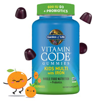 Thumbnail for Kids Multivitamin Gummy with Iron + Probiotics for Immune Health & Digestion: Vitamins D, C, E, B, Zinc for Energy & Development, Vitamin Code, Non-GMO, Gluten-Free, 90 Orange Gummies, 30 Day Supply