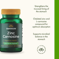 Thumbnail for Swanson Zinc Carnosine - Supports Healthy Stomach Mucosal Lining & Microbial Balance for Digestive Health* - Contains PepzinGI - Non-GMO - 60 Capsules