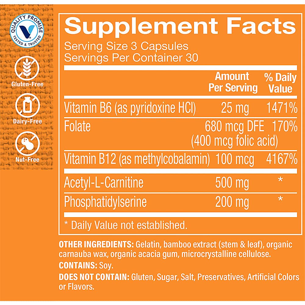The Vitamin Shoppe Brain Sharp with Acetyl-L-Carnitine, Phosphatidylserine Vitamins (90 Capsules)