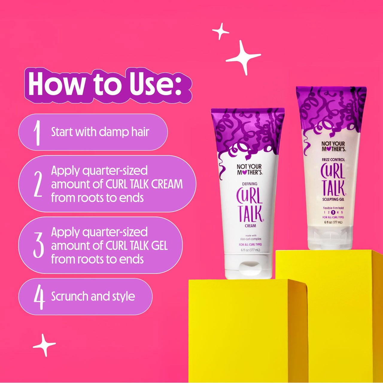 Not Your Mother's Curl Talk Frizz Control Sculpting Gel & Defining Cream (2-Pack) - 6 fl oz Each - Tames Hair Frizz & Maximizes Definition â€“ For All Curly Hair Types