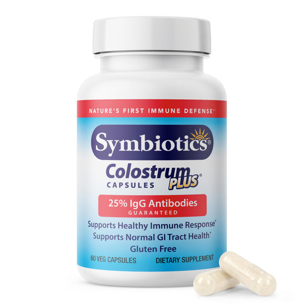 Symbiotics Colostrum Vegetable Capsules, 60 Count – Immune & Gut Support with Lactoferrin and Naturally Occurring IgG – Gluten Free, RBST-Free - 60