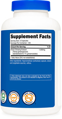 Thumbnail for Nutricost Panax Ginseng 1000mg, 240 Capsules - Non GMO, Gluten Free, 120 Servings