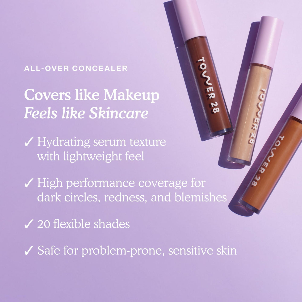 Tower 28 Swipe Serum Concealer - Hydrating Medium-Full Coverage Concealer + Under Eye Brightener - Skin Care Infused Makeup with Hyaluronic Acid + Soothing Centella - 7.0 Medium/Neutral (0.22 oz)