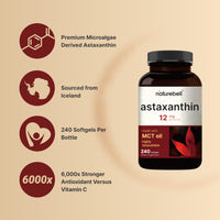 Thumbnail for NatureBell Maximum Strength Astaxanthin 12mg, 240 Softgels - 4 Month Supply - Natural Antioxidant from Haematococcus Pluvialis Microalgae | Non-GMO, Gluten Free