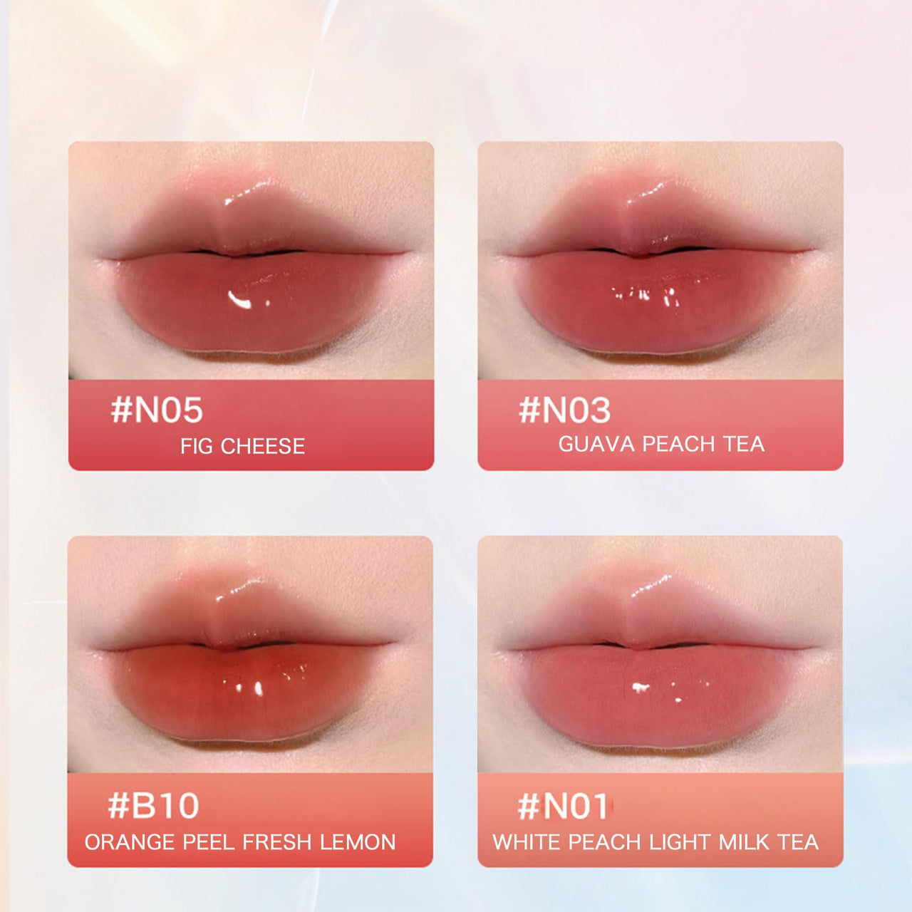 Ice Watery Lip Gloss, Mirror Tea Jelly Light Lip Glaze, Moisturizing Nonstick Liquid Lipstick (#N03 Guava)