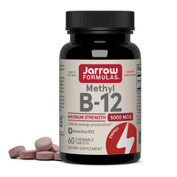 Thumbnail for Jarrow Formulas Methyl Vitamin B12 5000 mcg - 60 Chewable Tablets, Naturally Fruit Flavored- Bioactive B12 Vitamin - Supports Cellular Energy Production, Brain Health & Metabolism - 60 Servings