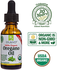 Thumbnail for Island Nutrition, Oregano Oil Organic Liquid Drops - 100% Pure & Undiluted - USDA-Certified Organic (1 oz) 75% Carvacrol - Grown in Spain - Immune Support Supplement with Oil of Oregano.