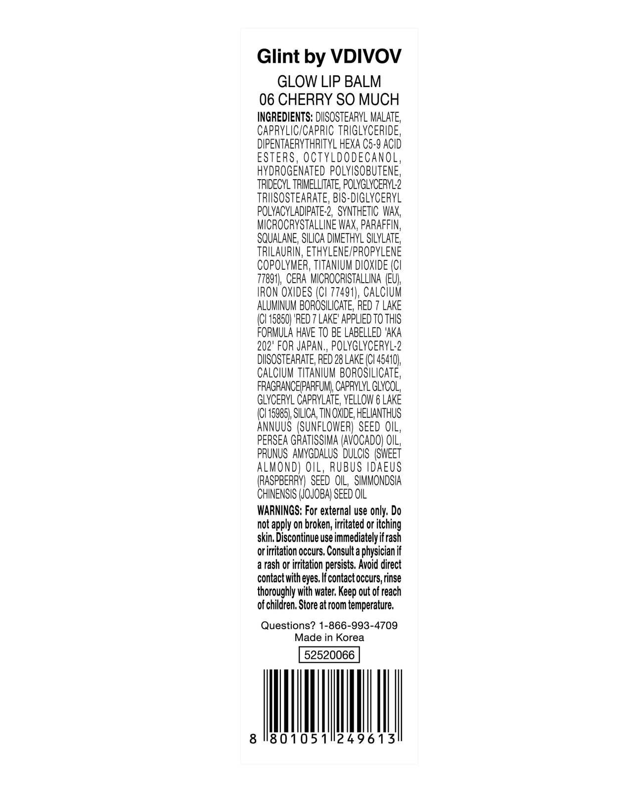 Glint Glow Lip Balm (Cherry So Much, 0.1oz) - Moisturizing Stain Lipstick with Shine for Natural Lips, Tinted Treatment. Luxurious Korean Skin Care Makeup. Chapped, Dry, Cracked