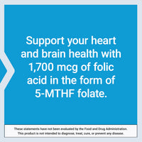 Thumbnail for Life Extension Optimized Folate – L-methylfolate – Heart & Brain Support, Healthy Homocysteine Levels – Non-GMO, Gluten-Free, Vegetarian – 1700 mcg DFE, 100 Vegetarian Tablets