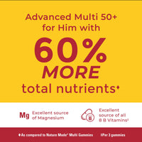 Thumbnail for Nature Made Advanced Multivitamin Gummies 50 + for Him, Mens Multivitamins Gummies with Magnesium Citrate, Vitamin D3, Zinc, All 8 B Vitamins, 84 Multi Vitamins, 28 Day Supply