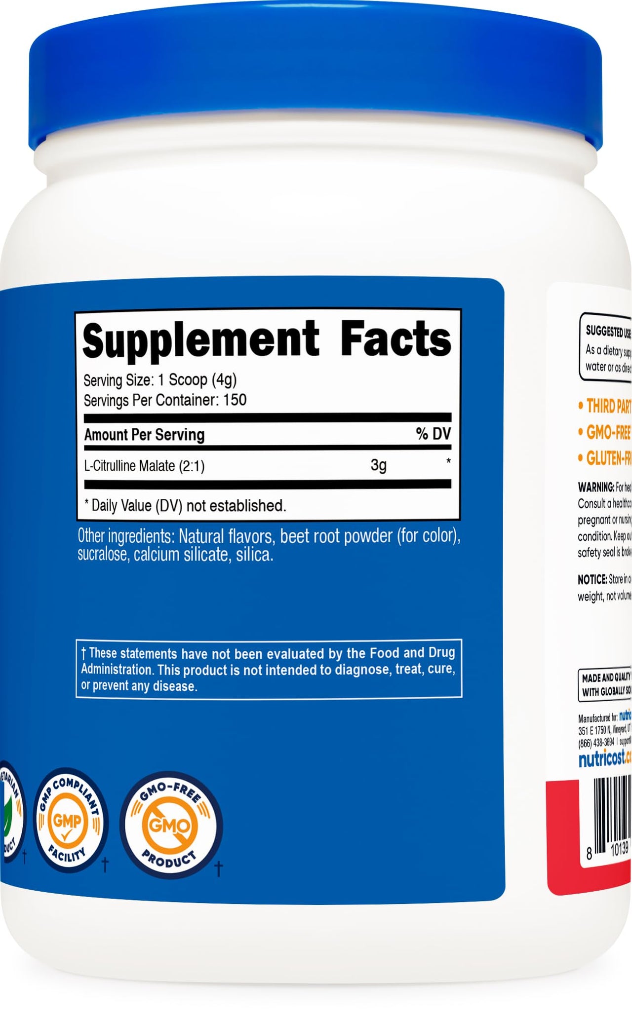Nutricost L-Citrulline Malate 2:1 (600g) Fruit Punch - Workout Support, Muscle Performance, Nitric Oxide Booster - Fitness Supplement Powder, 75 Servings