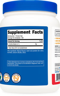 Thumbnail for Nutricost L-Citrulline Malate 2:1 (600g) Fruit Punch - Workout Support, Muscle Performance, Nitric Oxide Booster - Fitness Supplement Powder, 75 Servings