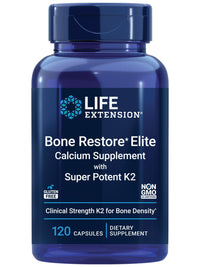 Thumbnail for Life Extension Bone Restore Elite Calcium Supplement with Super Potent K2, Calcium, Vitamin D3, Magnesium, Boron, zinc, Vitamin K2, for Bone Health, Gluten-Free, Non-GMO, 120 Capsules