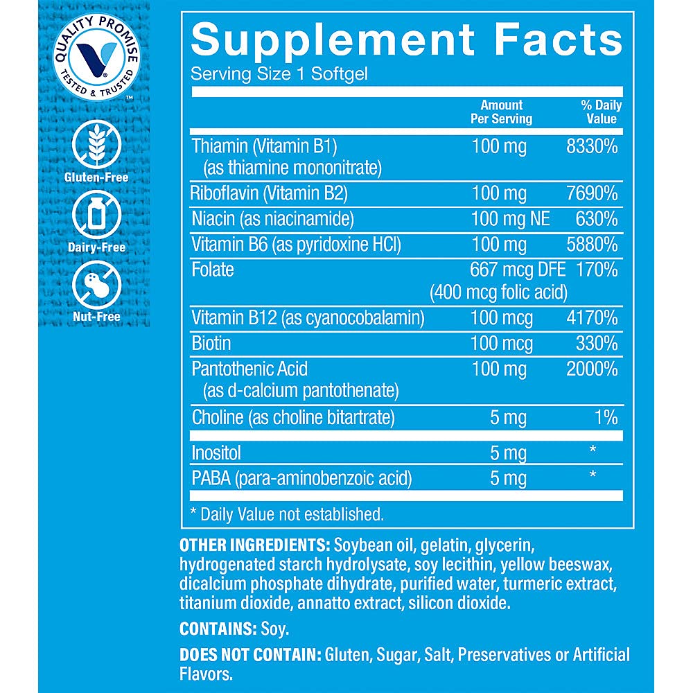 The Vitamin Shoppe Vitamin B-Complex - Energy Metabolism & Nervous System Support, Complete B Vitamins (300 Softgels)