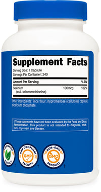 Thumbnail for Nutricost Selenium Supplement 100mcg, 240 Capsules, Vegetarian, Gluten Free & Non-GMO
